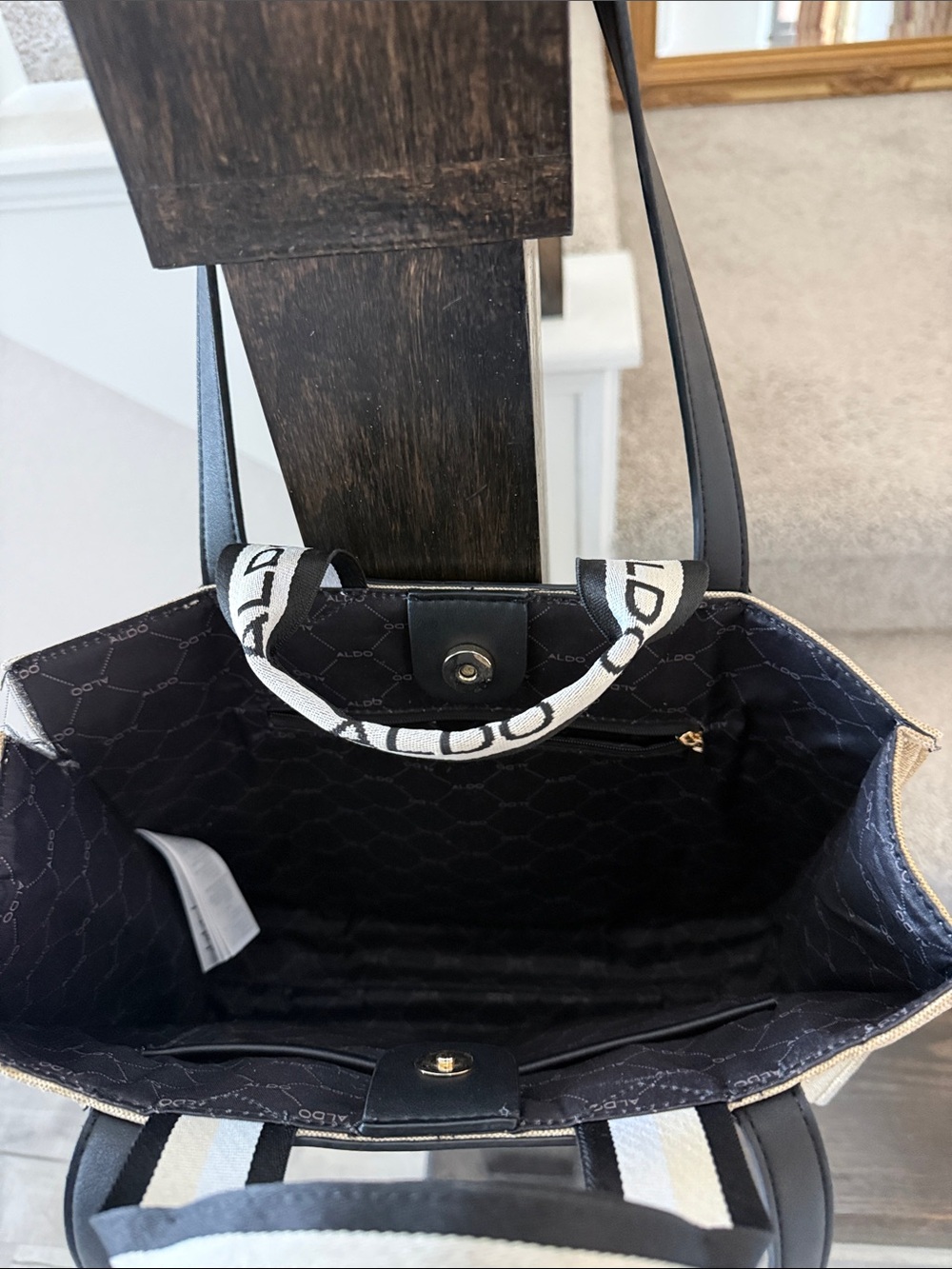 ALDO Gold Tote with Black Trim and Logo Strap - Picture 2 of 2